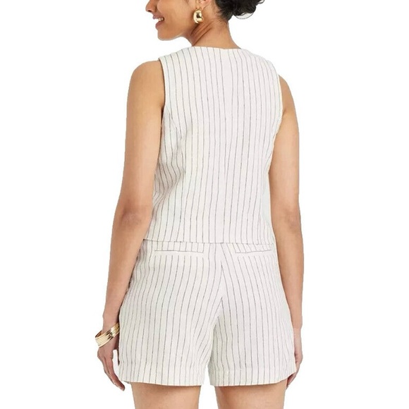 A New Day from Target Tailored Suit Vest in Cream w/ Black Stripe Size Large - Picture 2 of 10